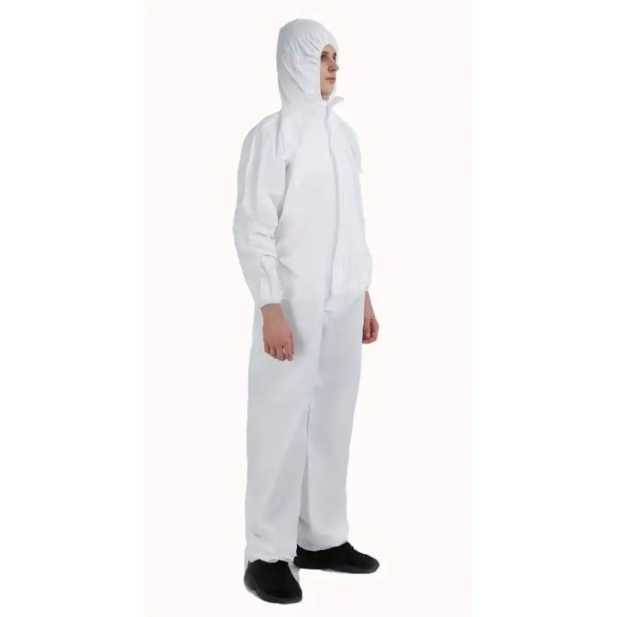 212 MAIN Disposable Hazmat Coverall - L Size Full-Body Chemical Resistant Suit, Elastic Cuffs Workwear, Plain Pants, 6-Pack Elastic Protection Uniforms