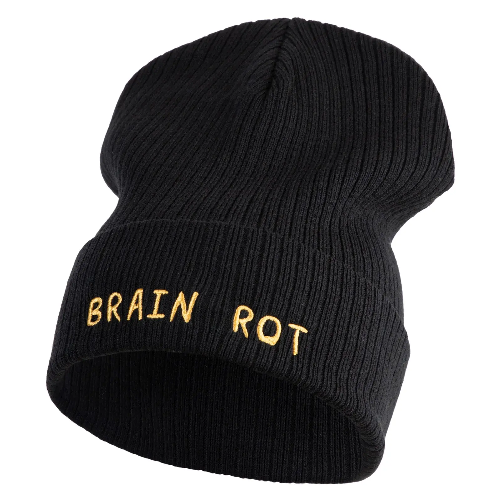 Brain Rot Logo Embroidered Big Size Cuff Long Beanie