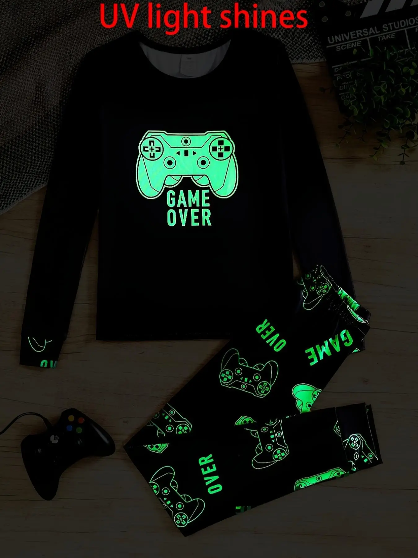 Two-Piece Set Boy's Game Console Print Tee & Pants Set, Long Sleeve Round Neck Top & Trousers, Casual Kids Clothes for Party, Fall outfit