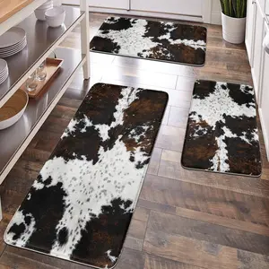 [Popular Choice]1PC, Soft Velvet Bathroom Mat, Anti-Fatigue Kitchen Rug, Animal Print Door Mat, Home Decor, Non-Slip Bath Pad, Relaxing Foot Comfort，cow pattern, cowhide pattern floor mat, animal pattern theme decoration, Bath Mats