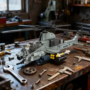 Viper Helicopter Building Block Set 576+ Pieces, Model Kit, DIY Building Model, DIY Assembly Kit, Creative Building Blocks, Desk Shelf Home Display Model, Military Enthusiast Gift, Flight Inspiration