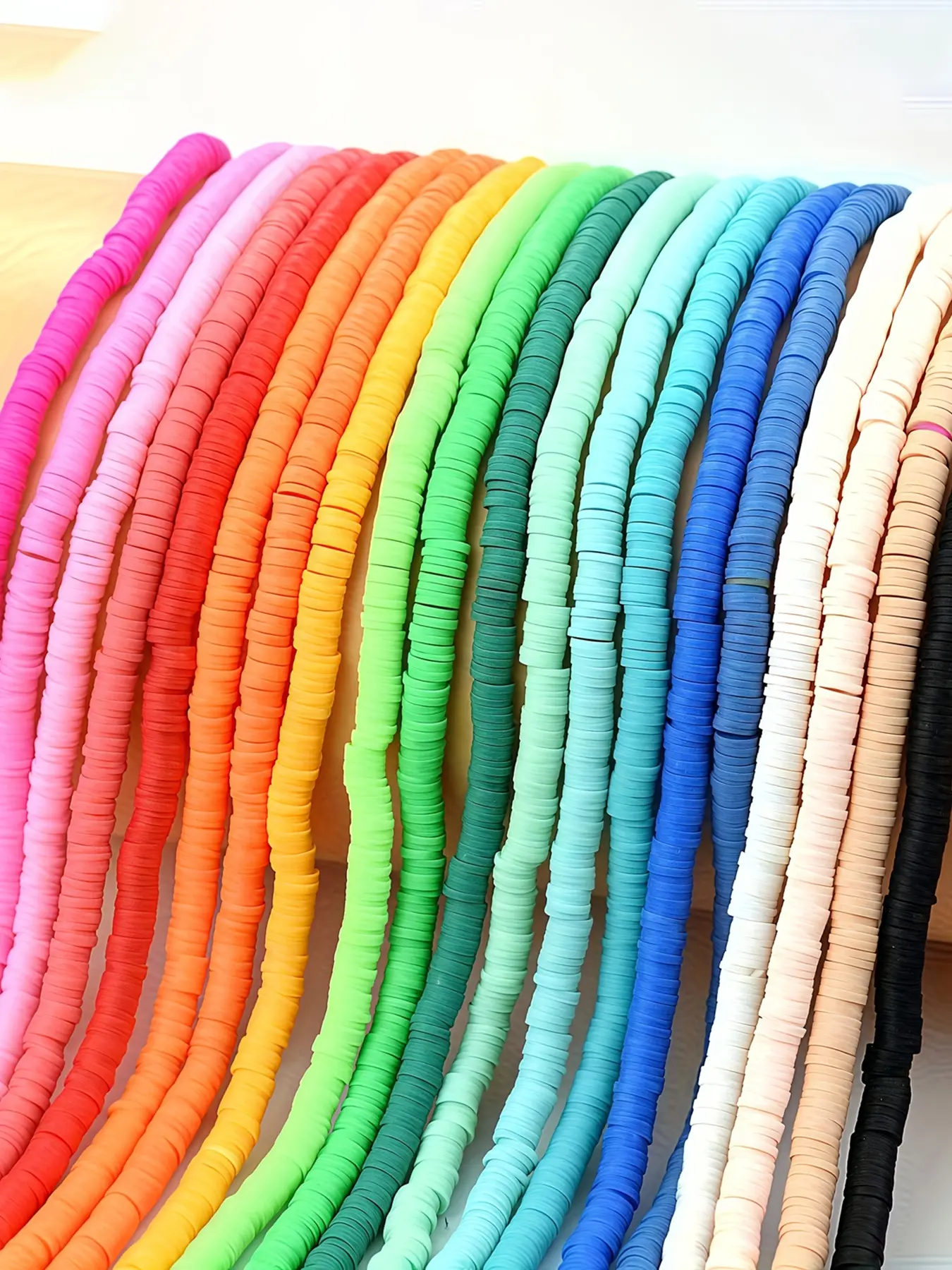 8000 Pieces 20 Strands Polymer Clay Beads for Jewelry Making, Round Flat Heishi Beads in 20 Colors, 6mm DIY Arts & Crafts