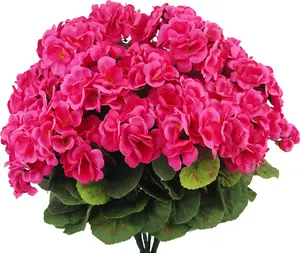 8 Pcs Artificial Geraniums Flowers Silk Geraniums for Outdoors UV Resistant Artificial Geranium Bush Rose Red Faux Flowers Plant for Planter Garden Home Decor Patio Vase Table Centerpiece