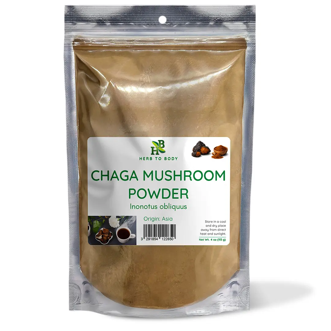 Chaga Mushroom Powder - 4 oz & 1lb | Clean & Simple Wellness Supplement | Herb To Body