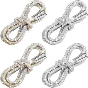4PCS Shiny Rhinestone Shoelaces - Heavy Duty Metal Ring Glitter Rope for Sneakers,Sweatpants, Hoodies - Party Everyday Decor Accessories, Hoodie Shoelaces, Rhinestone Embellishment, Durable Shoelaces