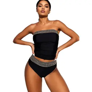 Women's Floral Print High Waisted Bikini Set Tummy Control Full Bottom Coverage Underwire Top with Whip Stitch Detail