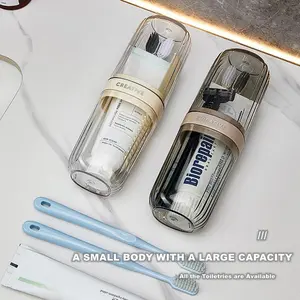 Travel Toothbrush Case 2-in-1 with Wash Cup, Portable Toothpaste Holder & Organizer for Business Trips, Camping & Traveling transparent brush container box