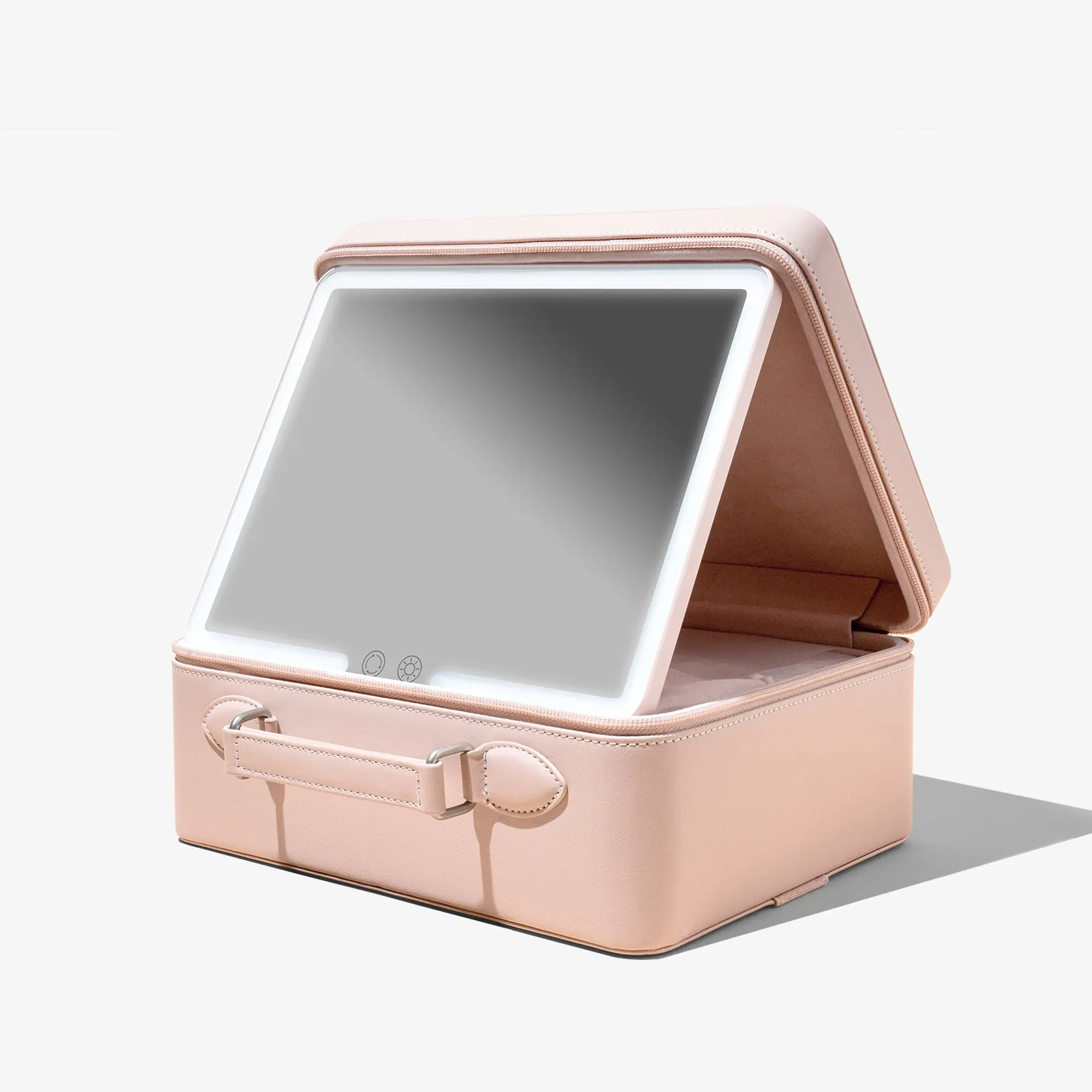 Vanity Planet Baia Travel Cosmetic Bag - Compact Hard Shell Makeup Organizer Pouch with Slide Strap, Nude Beauty Bag, Organized, 11.69 X 9.53 X 6.26 Inches, Built-In Organizer