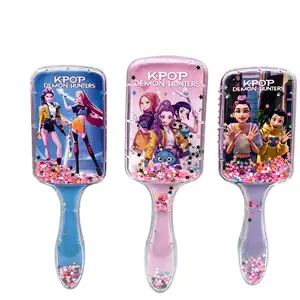 3PCS K-POP Witcher Girl Group Square Cushion Comb, Cartoon High-Value Long Handle Flowing Sand Hair Comb, Universal Comb