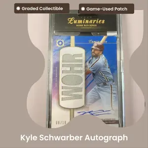 Topps 2024 Luminaries Home Run Kings Game Used Patch Auto Kyle Schwarber 8/10 Philadelphia Phillies Memorabilia