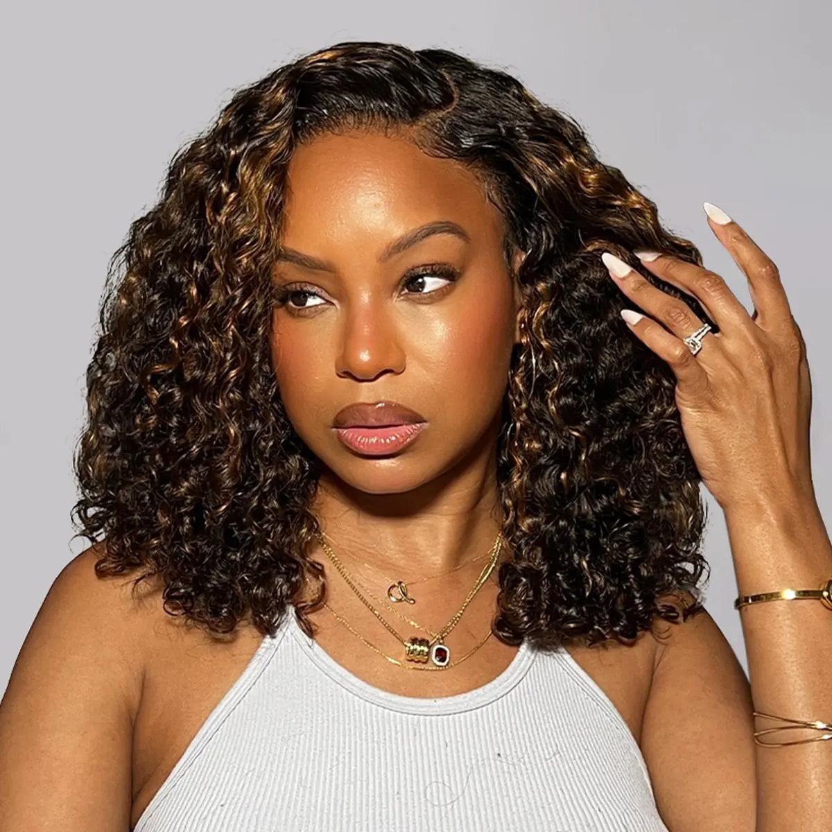 OQ HAIR 2/30 Highlight Water Wave Bob Wigs 7x5 Pre-Everything Wear Go Wig With Drawstring Glueless Human Hair Wigs Pre Colored for Beginner Friendly Short Bob Wig #DealsForYouDays
