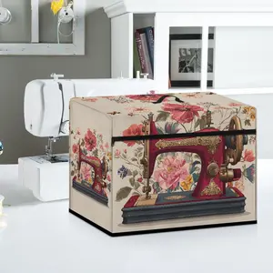 Creative Sewing Tools Flower Pattern Print Brushed Fabric Sewing Machine Protective Cover Lint Resistant Stain Resistance Washable Sewing Machine Dust Cover Sewing Machine Cover Safe Soft Easy To Install for Most Household Sewing Machines