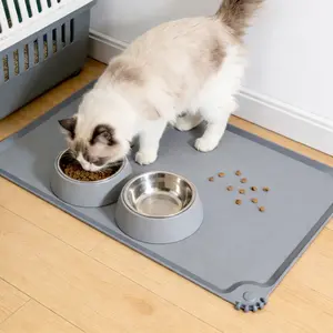 Waterproof Non-Slip Pet Feeding Mat with High Edges, Designed for Messy Dogs and Cats, BPA Free and Leak-Proof for Floor Protection