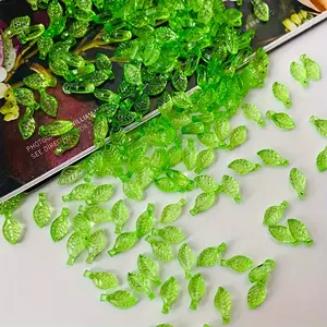 200pcs Vibrant Acrylic Leaf Charms, Transparent Glossy Christmas Gifts, New Year Party Supplies, Valentine's Day Presents, DIY Jewelry Making