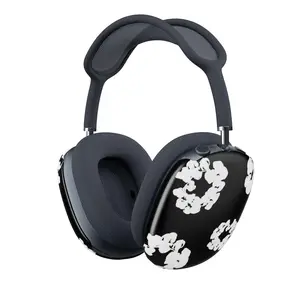 Monochrome Floral Pods AirPod Max Cases | Black White Denim Floral Headphone Covers For AirPod Max Cases
