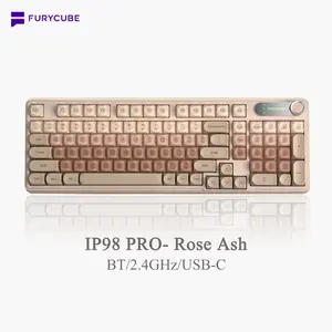 【NEW】FURYCUBE IP98 Foudation Office Keyboard, 98 keys with Knob Wired/Wireless Cute Classic Keyboard with Number Pad, Custom Mechanical Feel Keyboard, RGB Backlit Work/Office/Gaming Silent Keyboard, Quiet Typing, MothersdayGift
