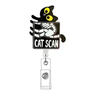 The cartoon cat can scan the retractable badge roll. It comes with 1 cute acrylic ID card holder, suitable for nurses, doctors, students and office workers. The retractable badge roll