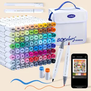 Alcohol Markers Set with Compaion App, Japanese-quality Dual Tip Art Markers with 1 Colorless Blender & 1 Highlight Pen, Adult Coloring, Premium Leather Case for Drawing & Illustration,Fashion Design, Coloring Pages, Relaxing Coloring - ChroMuse