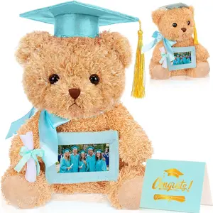 7 Inches Graduation Teddy Bear 2026 Bachelors Gown Plush Bear with Picture Frame Congrats Card Graduate Animal Gifts Set for College Grad Preschool Kindergarten(Green)