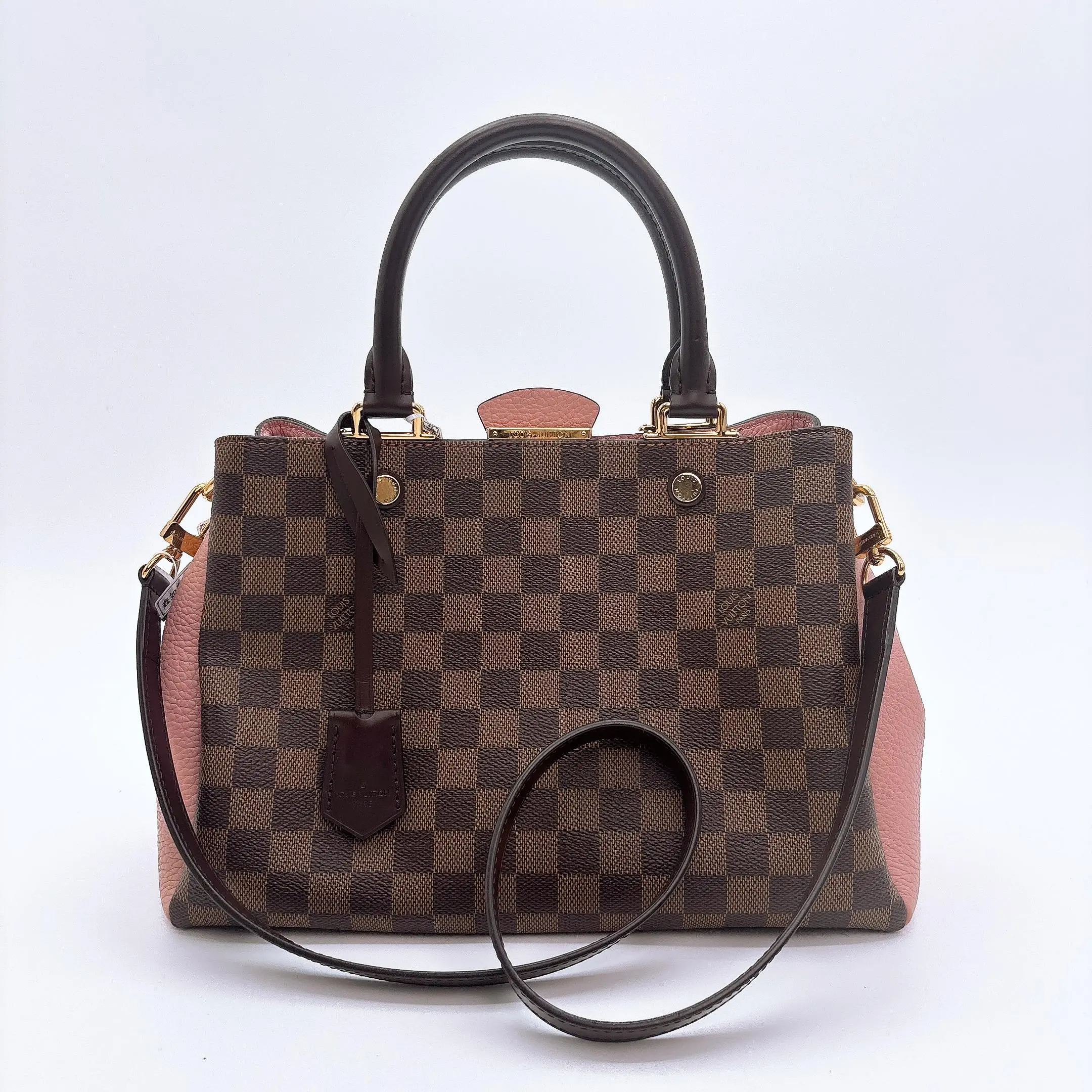 Pre-owned Louis Vuitton Damier Ebene Cuir Taurillon Brittany Magnolia