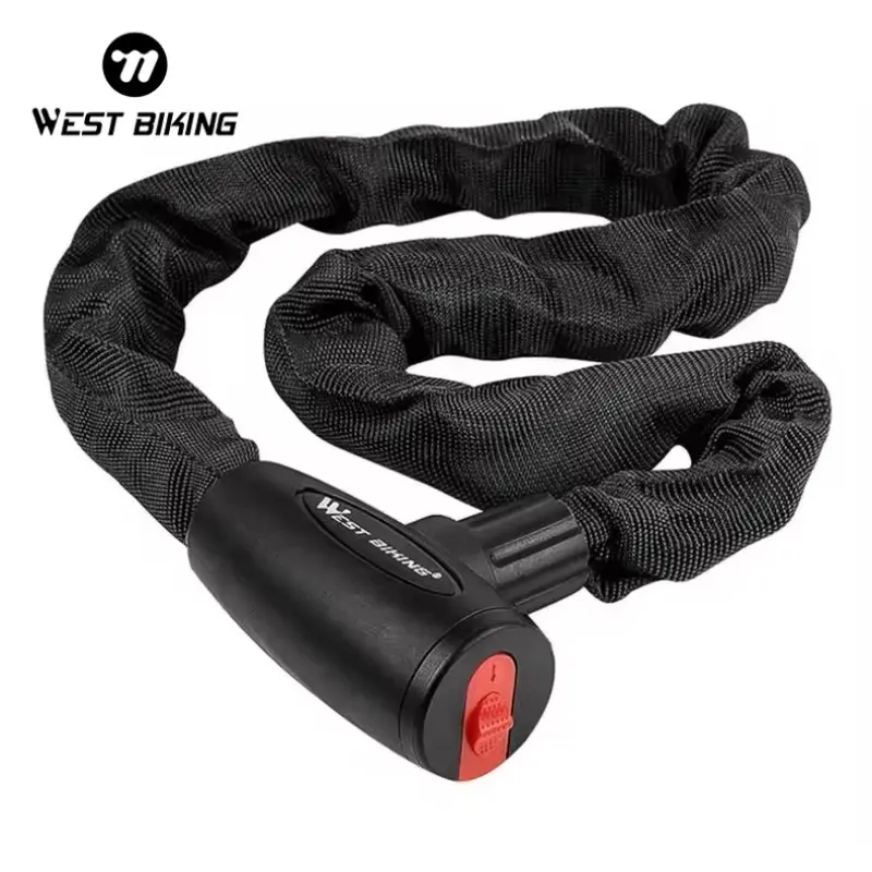 WEST BIKING Steel Bicycle Lock Bike Locks Outdoor Anti-Theft Security Cable Bike Chain with Motorcycle Keys Accessories Bicycle Parts