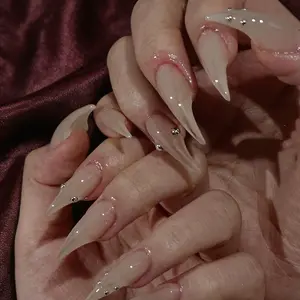 Handmade Dragon Claw Nail Art Stickers, Short Cat Paw Design, Unique Animal Armor Style, Fashionable Fake Nails for Women, Fashionable Rhinestone Decorated Nail, Fake Nails Set