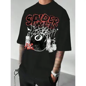 Spider Web Design T-Shirt, Dark Gothic Grunge Graphic Tee, Casual Fit with Post-Punk Aesthetic for Everyday Alternative Style
