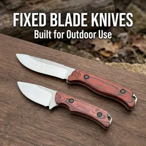 BM 15002 / 15017 Fixed Blade Knife – S30V Steel, Leather Sheath, Wood Handle, EDC Hunting Knife for Outdoor Camping Fishing,Summervibes tiktokshopspringglowup