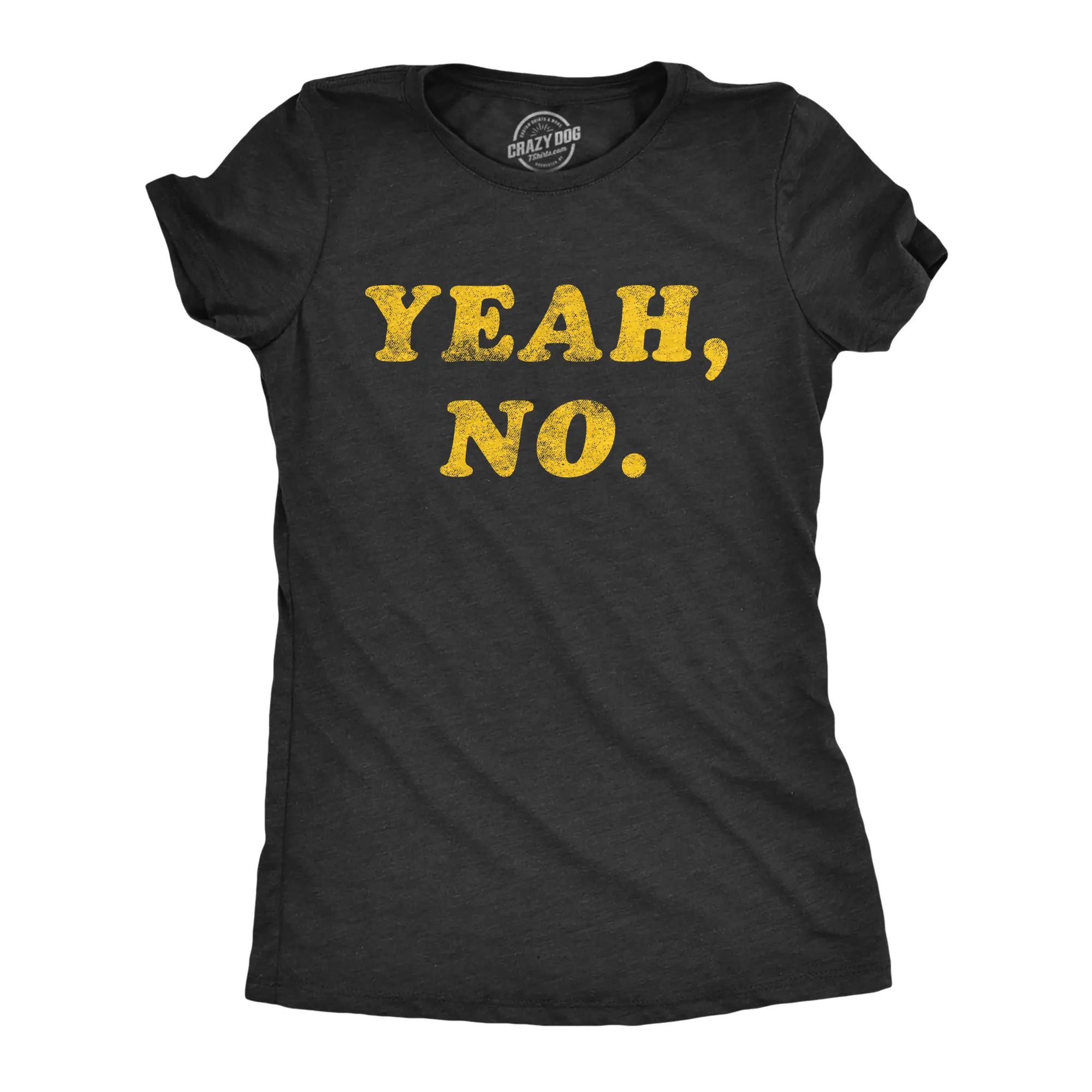 Womens Yeah No T Shirt Funny Hilarious Expression Novelty Graphic Tee Funny Womens T Shirts Cute Vintage Fashion Casual Ladies T-Shirt Gift Funny Introvert Top Women's Novelty Tees Black