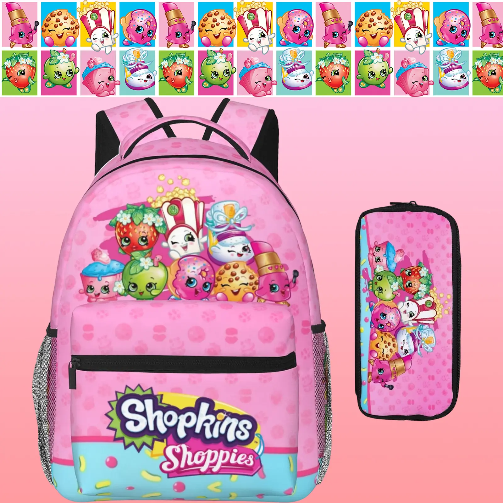 Casual Shopkins Outdoor Backpack Shopkins cartoon Laptop Daypack Aesthetic Plush Print Shopkins Shoppies Travel Backpack for School Work Camping Women Men, Ideal for Music Festivals, Birthday Gifts & Christmas