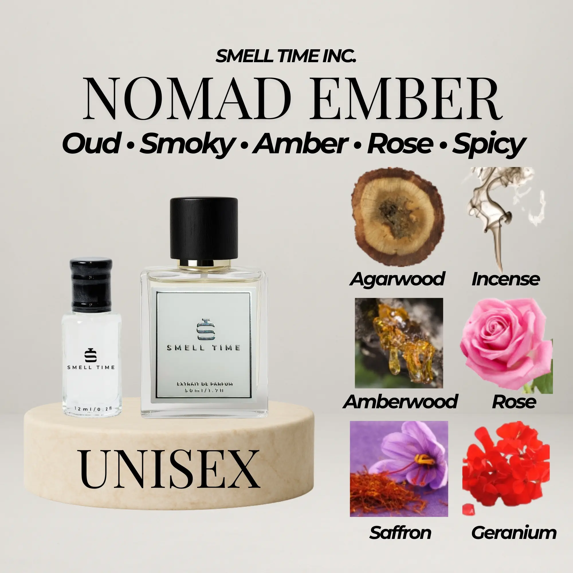 Nomad Ember | Warm Oud Perfume: Spiced Amber & Night Rose - Extrait de Parfum