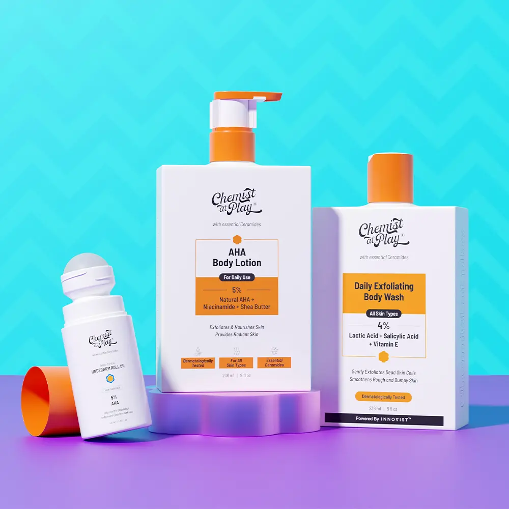 Exfoliating Trio - Exf Body Wash 236ml + AHA Body Lotion + Roll On Aqua Exfoliating Trio - Exf Body Wash 236ml + AHA Body Lotion + Roll On Aqua