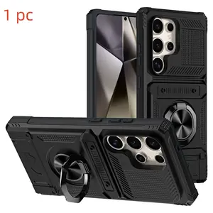 [New Fusion Armor] Phone Case for Samsung Galaxy S25 Ultra/S24 Ultra/S23 Ultra/S25 Plus/S24 Plus/S23 Plus/S25 FE/S24 FE/S23 FE/S25 Edge, with flip cover, 360-degree rotating ring stand, TPU+PC hybrid thickened protection case, Shockproof Phone Cover