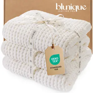【Mother’s Day gift 】blunique Waffle Knit Twin Blanket, Luxury Cozy Chunky Knit Twin Blanket for Couch,  Thick Ultra-Soft Feather Yarn Knitted Blankets for Sofa, Bed, Home Decor