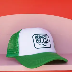 How to be a Redhead 'Redhead Club' Green Trucker Hat - Adjustable Fit Snapback Closure Polyester Material Stitching Hand Washable