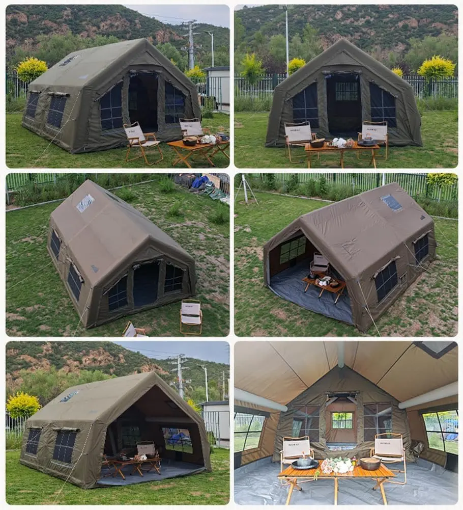 Premium Waterproof Inflatable Tent, Air Beam Camping Shelter with Skylight & Easy Setup Design
