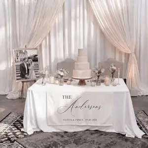 Wedding Table Runner Linen, Personalized Custom Banner, Name Decor Sweetheart Reception, Elegant Fabric Sign, Signature Drink Wedding Sign, wedding decor