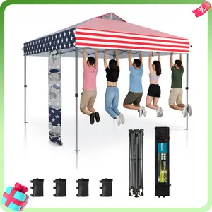[One-Button Setup] PHIVILLA Pop-up Canopy Tent, 10x10FT Instant Portable Canopy Tent, Outdoor Gazebo with 4 Sandbags & Guy Ropes, 1 Roller Bag & Storage Bag