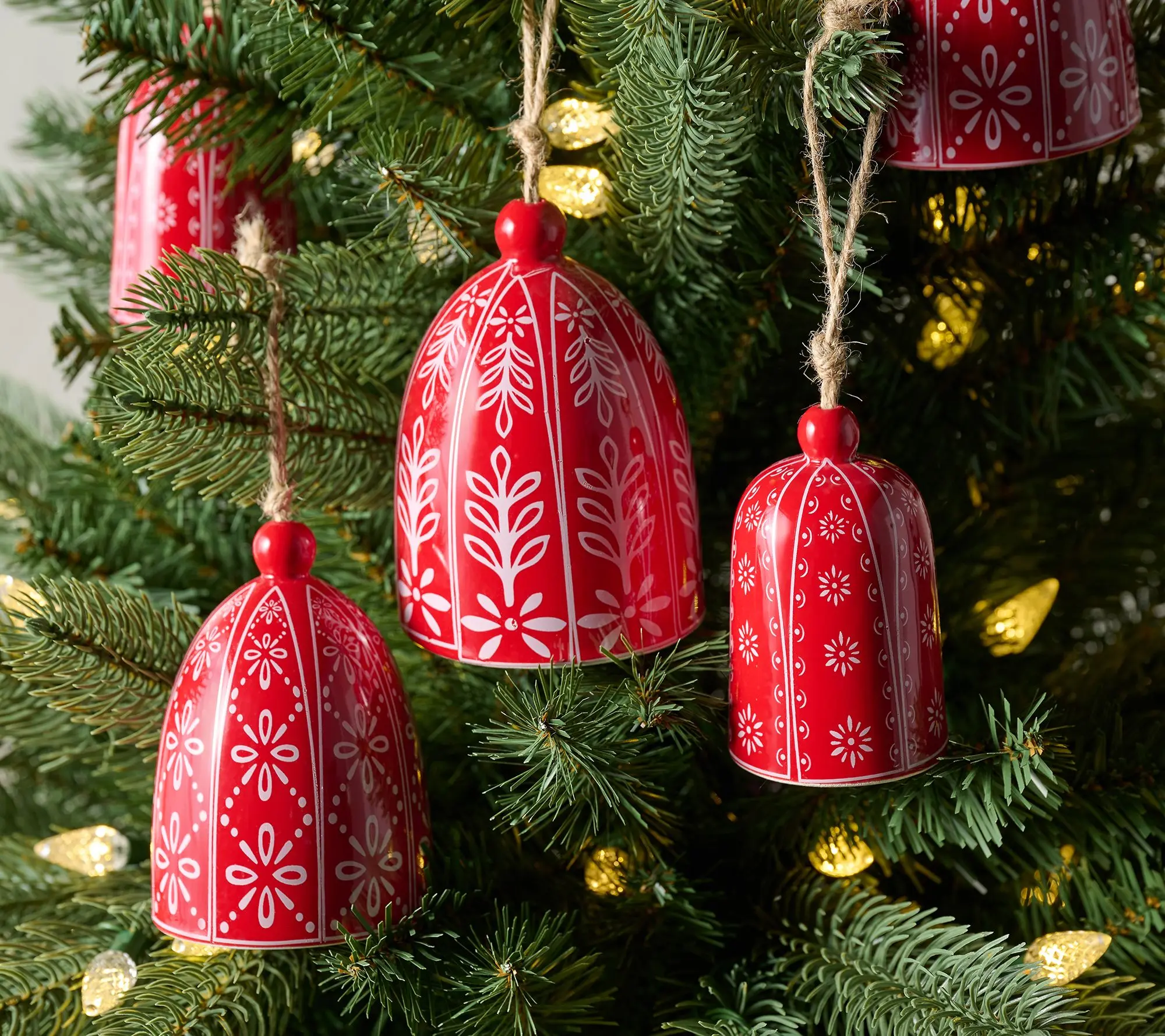 Home Reflections Set of 6 Patterned Bell Ornaments