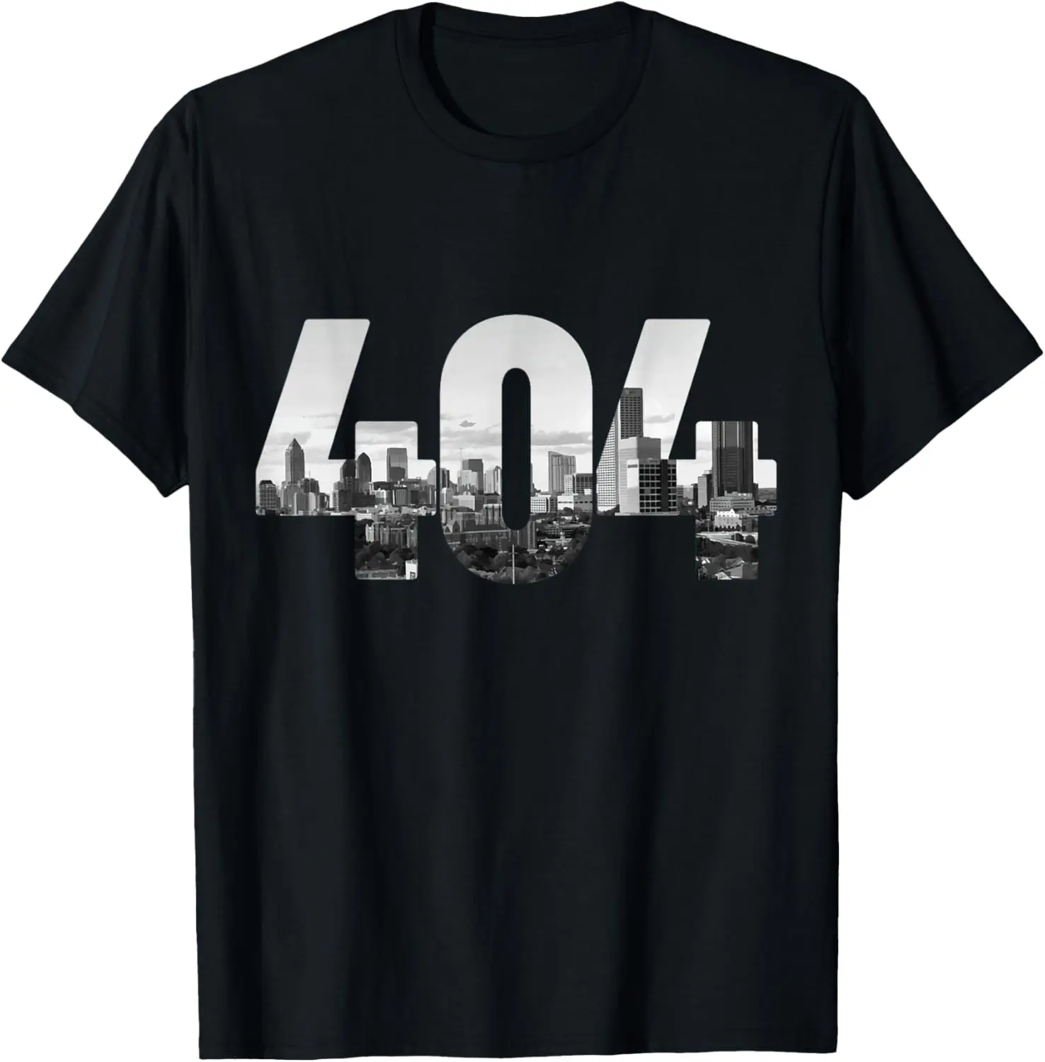 Women's 100% Cotton Short-Sleeve Casual Lady Top - Distressed 404 Atlanta Area Code Skyline ATL Georgia Vintage Tshirt, Everyday Streetwear Graphic Round Neck Tee