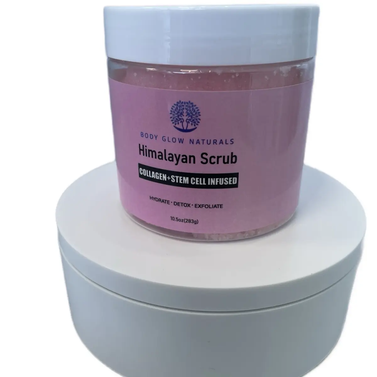 Body Glow Naturals Himalayan Sea Salt Scrub with Collagen and Stem Cell Infusion for Gentle Skin Exfoliation and Hydration - Body Care Hydrating