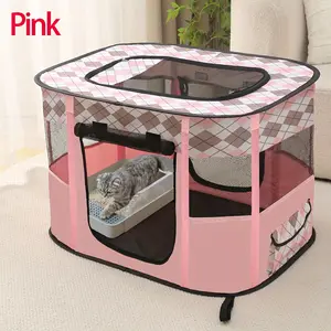 Foldable Pet Playpen, Durable Puppy Playpen, Cartoon Pattern Pet House, Safe & Comfortable Cat House with Sturdy Rods, Suitable for Indoor & Outdoor Use