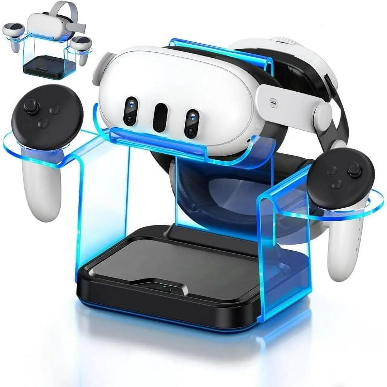 Charging Dock for Meta Oculus Quest 2&3 with Ambient Light,Quest Charging Station for Oculus 2 Accessories with 4 Rechargeable Batteries/USB-C Charger Adapter