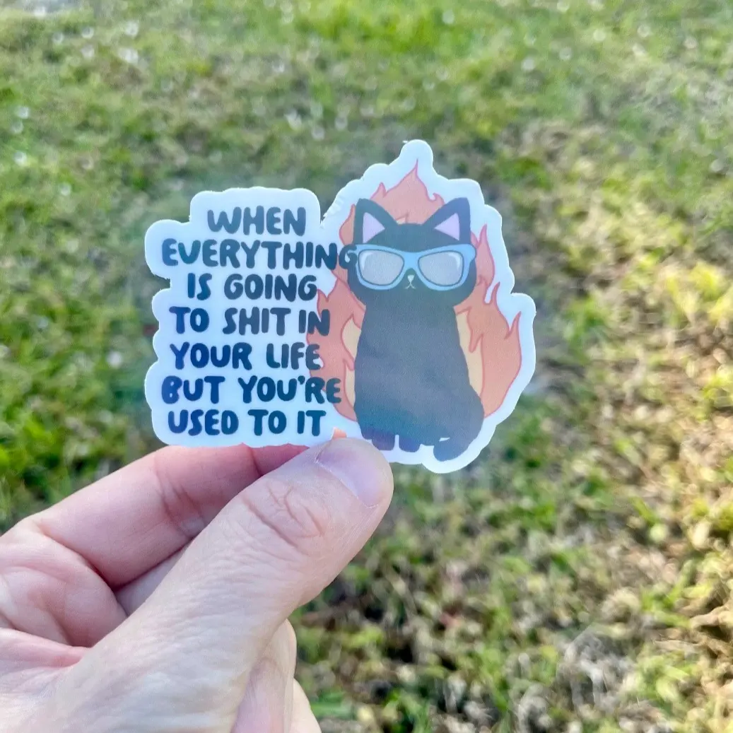 Black cat humor sticker