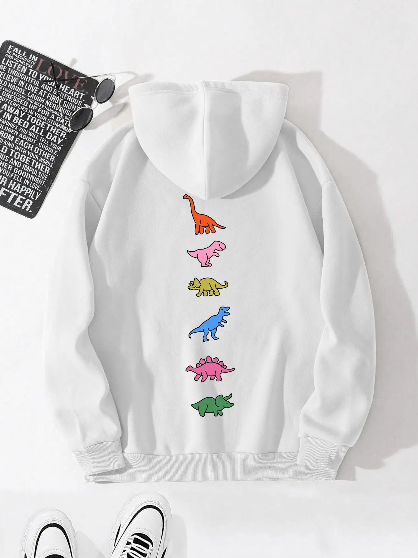 Unisex Men's Dinosaur Print Hoodie, Casual Loose Long Sleeve Hooded Sweatshirt for Fall & Winter, Men's Top for Daily Wear, Pullover