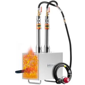 【Summervibes】VEVOR Portable Propane Forge, 2 Burner Farrier Forge, 2600℉ Tool and Knife Making Blacksmithing Gas Forge, Large Capacity Square Stainless Steel Gas Forging Tools and Equipment for Metal Forging