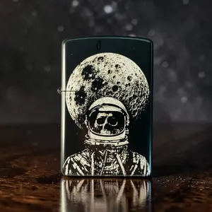 Dead Orbit Zippo-Style Lighter | Skull Astronaut Moon Engraved | EDC Gothic Space Gift