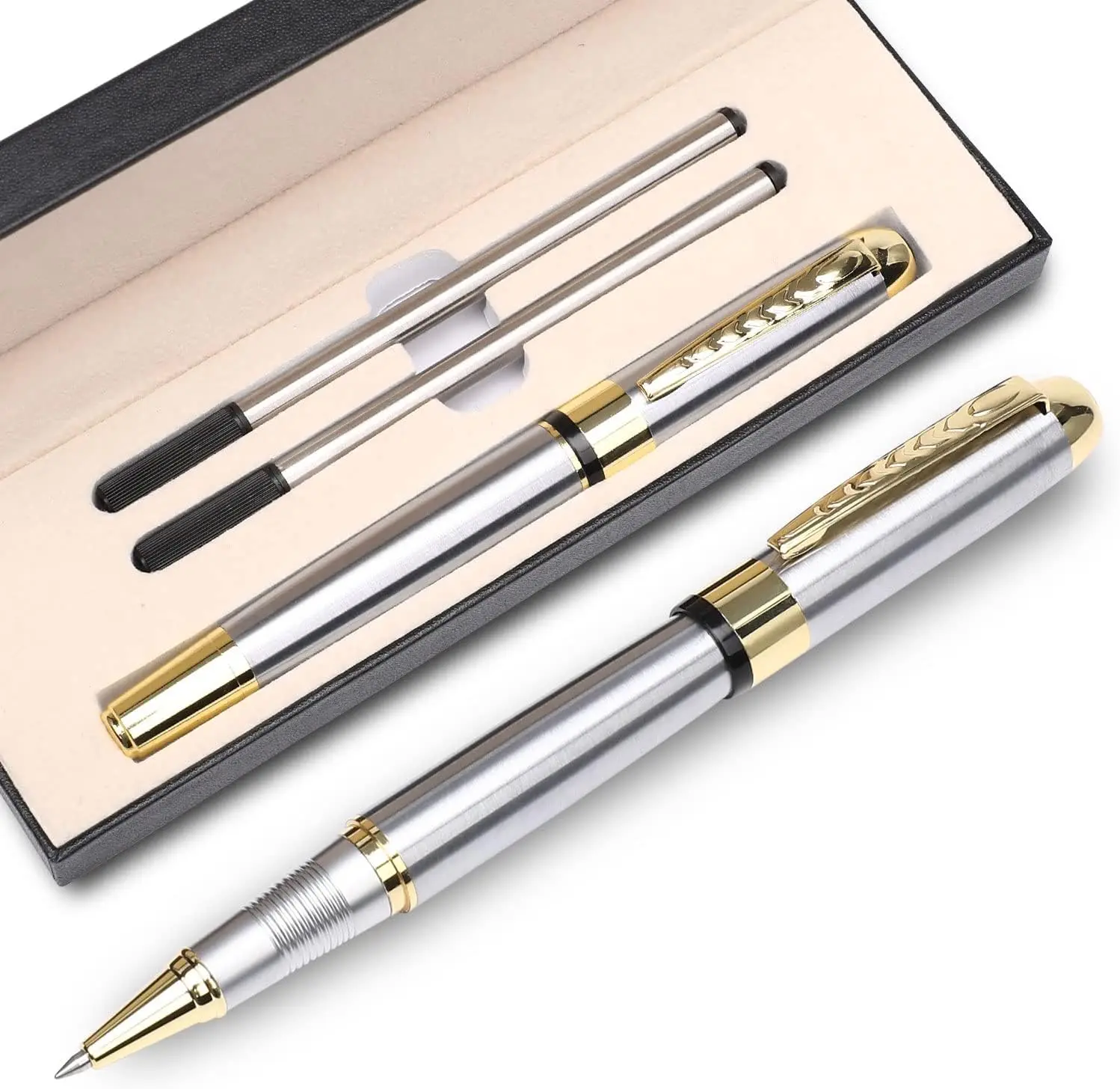 Ballpoint Pen Luxury Ballpoint Line Black Refill width 0.5mm  Set for Men & Women Professional Executive,Office,Nice BallPens Classy  Box ()