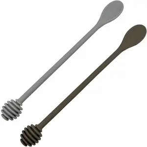 2Pcs 9.8 Inch Silicone Long Handle Honey Dipper Sticks Spoon Stirrers Honey Wand for Honey Pot Jar Dispense Drizzle Honey Syrup