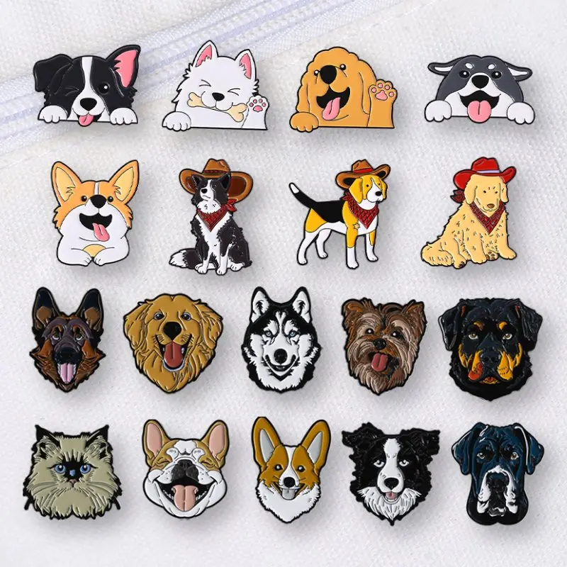New alloy brooch -18PCS cartoon animal dog series badge pin, fashionable and cute brooch, suitable for decoration on backpacks and clothing, suitable for daily wear by men and women, exquisite gift, perfect for giving to family and friends as gifts outdoo